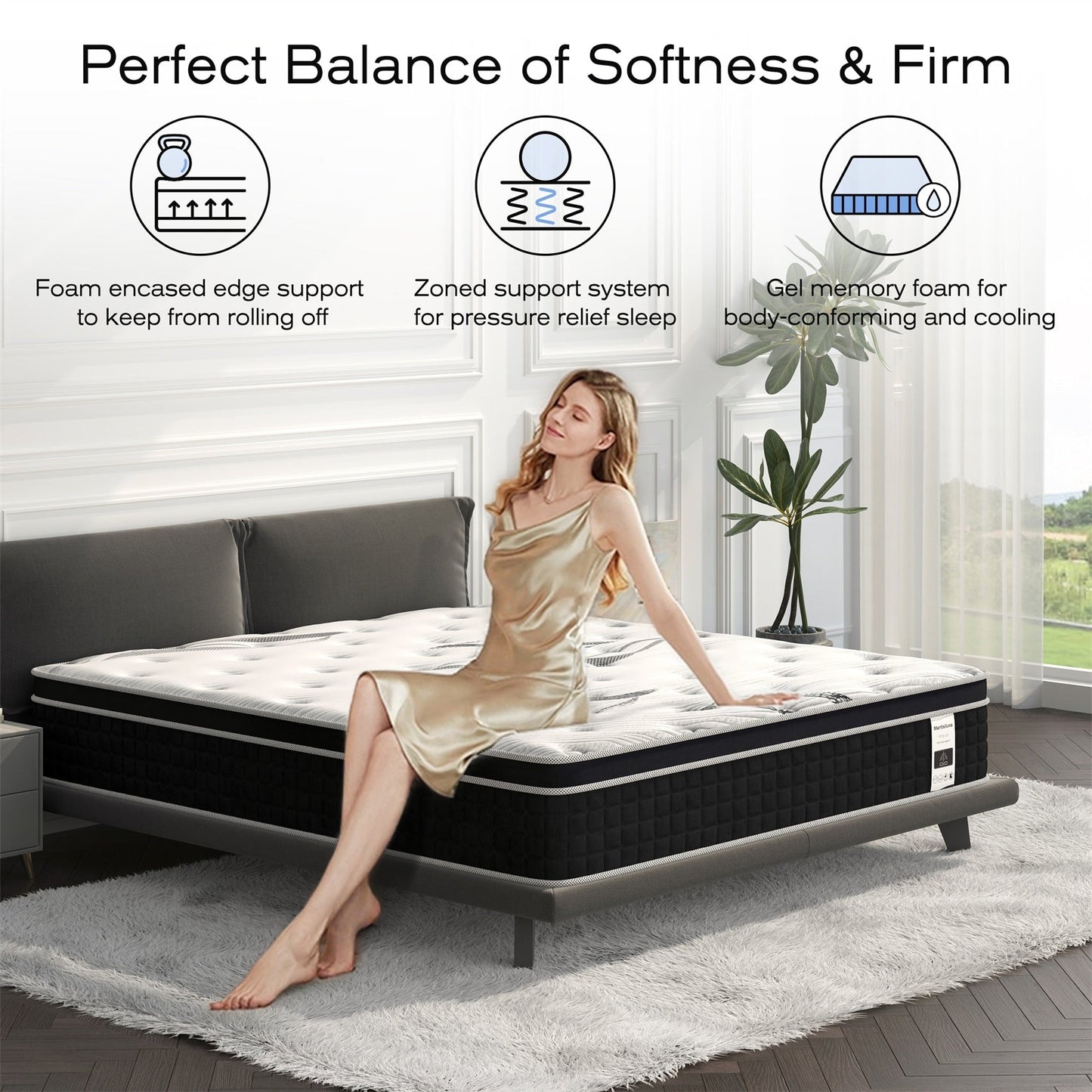Materasso in schiuma memory foam con gel ibrido da 30 cm (12 pollici) in confezione.
