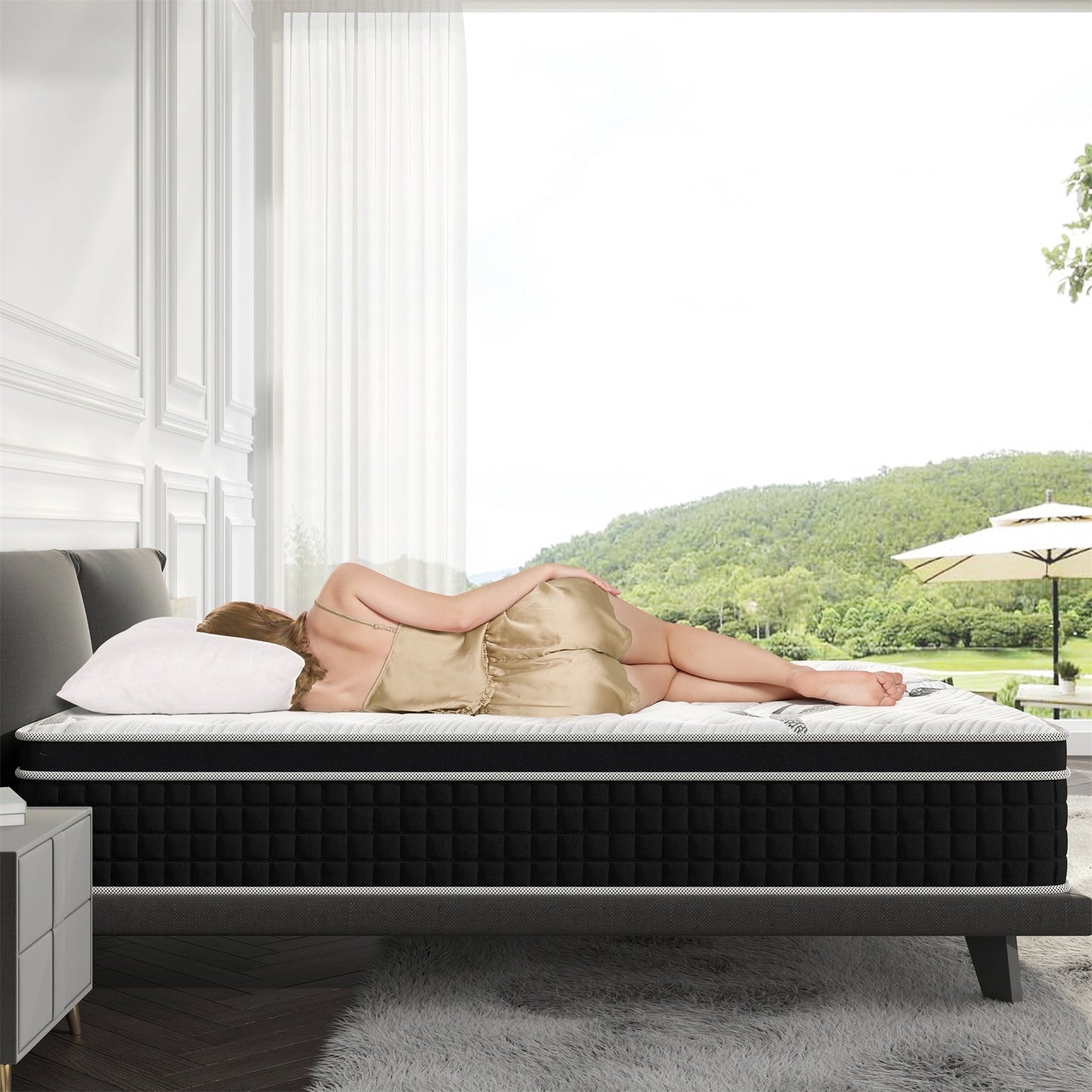 Materasso in schiuma memory foam con gel ibrido da 30 cm (12 pollici) in confezione.