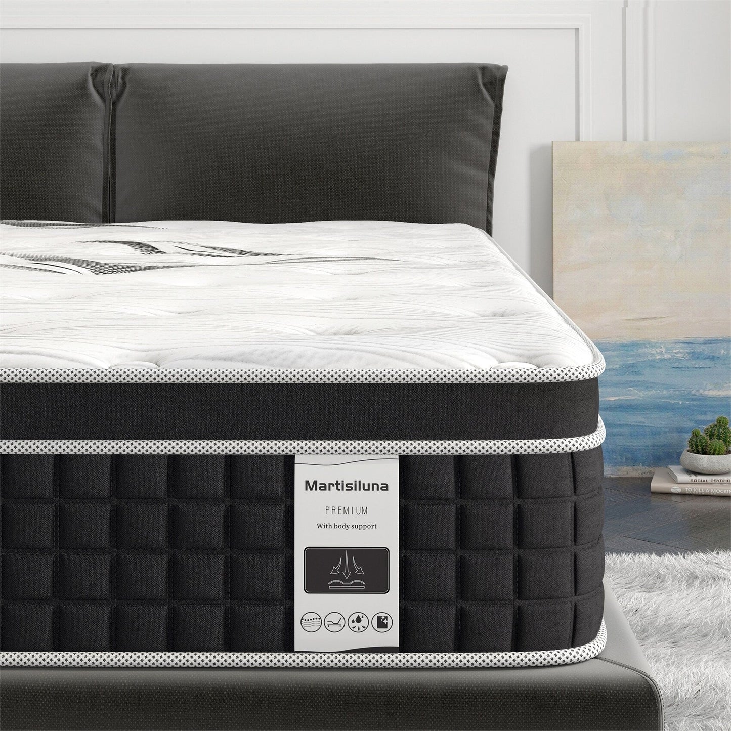 Materasso in schiuma memory foam con gel ibrido da 30 cm (12 pollici) in confezione.