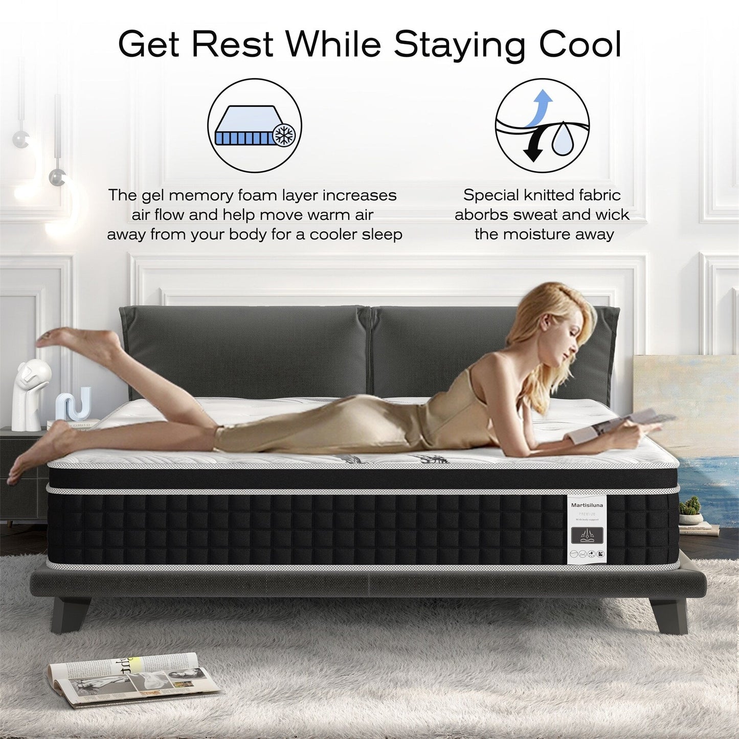 Materasso in schiuma memory foam con gel ibrido da 30 cm (12 pollici) in confezione.