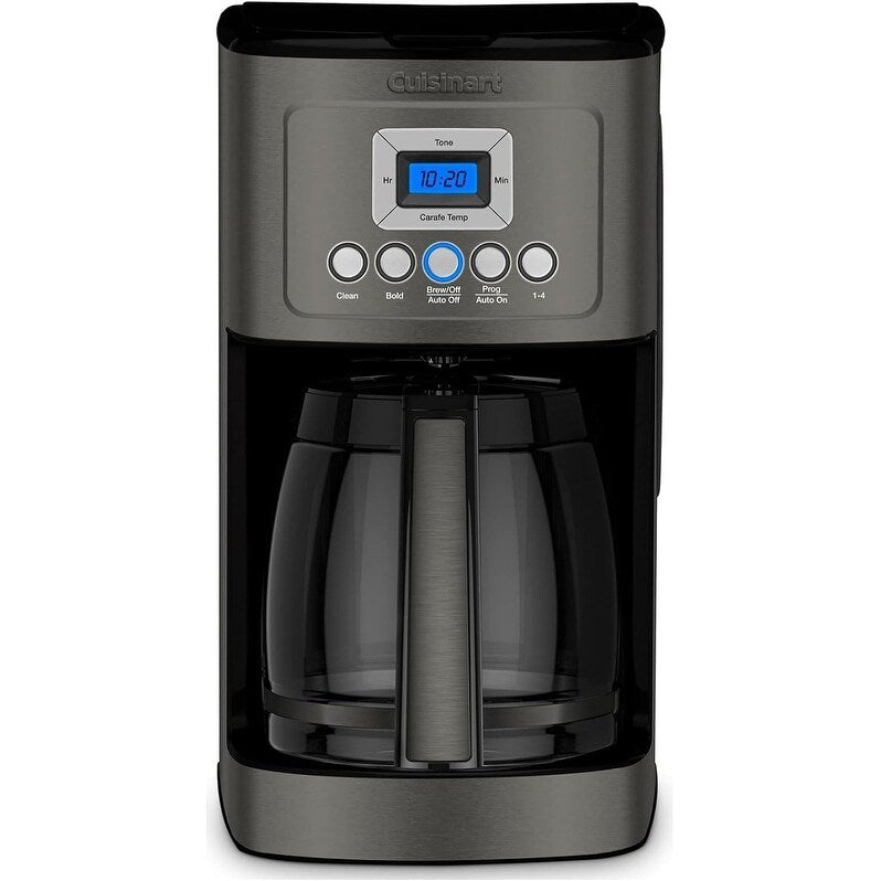 Macchina per caffè programmabile da 14 tazze, brocca di vetro, controllo dell'intensità del caffè, impostazione da 1 a 4 tazze, acciaio inossidabile nero.