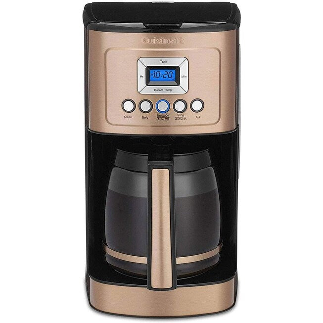 Macchina per caffè programmabile da 14 tazze, brocca di vetro, controllo dell'intensità del caffè, impostazione da 1 a 4 tazze, colore rame.