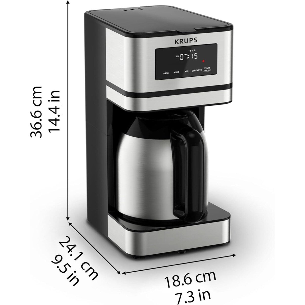 Macchina per caffè programmabile da 14 tazze, brocca in acciaio inossidabile, 3 intensità di infusione, timer da 24 ore, mantenimento in caldo per 4 ore.