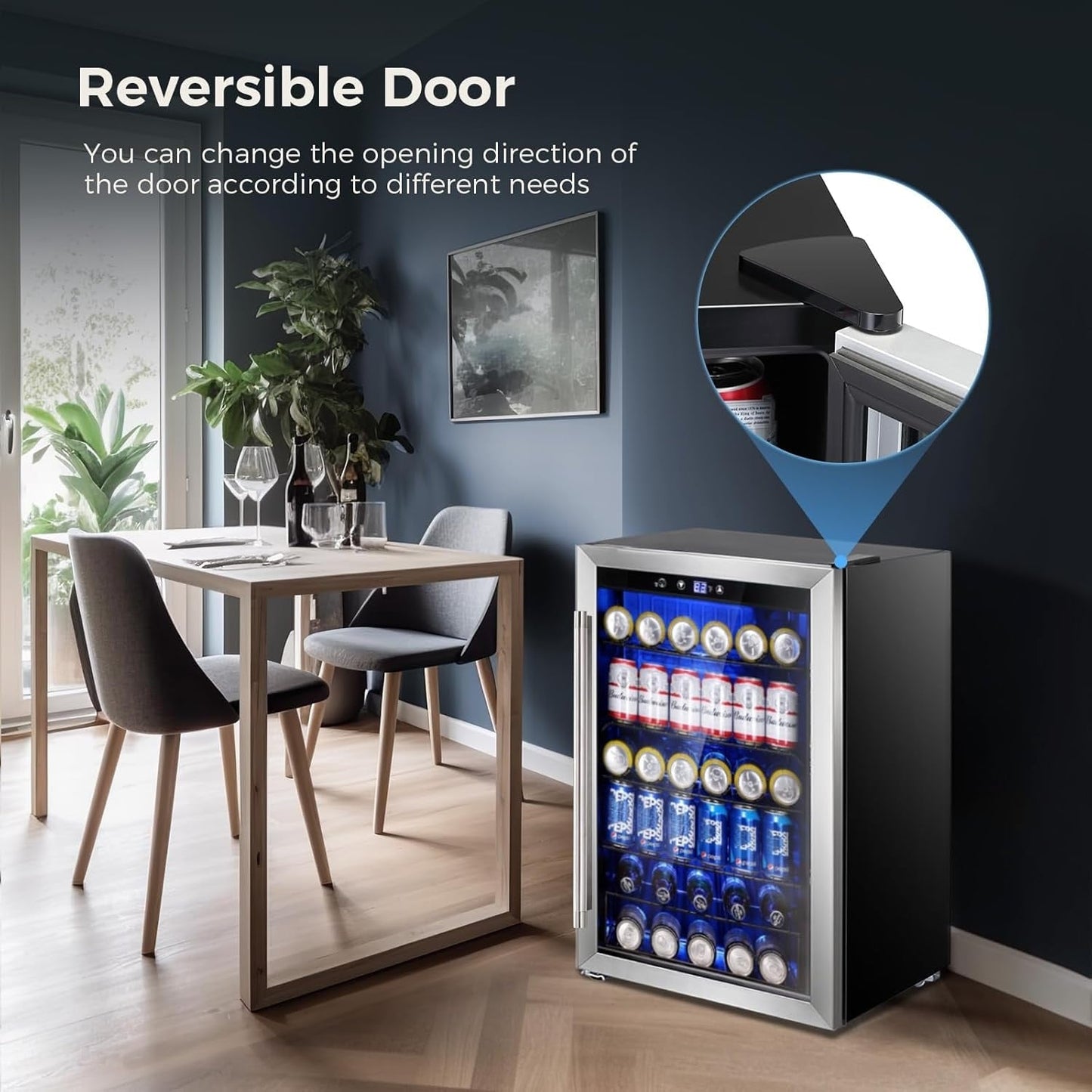 Frigorifero per bevande da 145 lattine, mini frigo da 4,4 piedi cubi con porta in vetro per bibite, birra, vino – parte anteriore trasparente per casa, ufficio o bar
