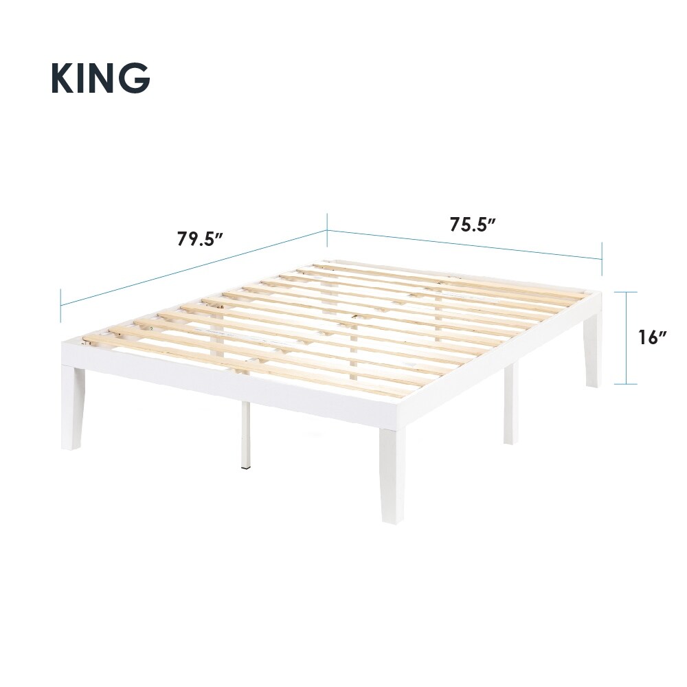 Struttura letto a piattaforma in legno massello da 16 pollici, disponibile in diverse finiture.