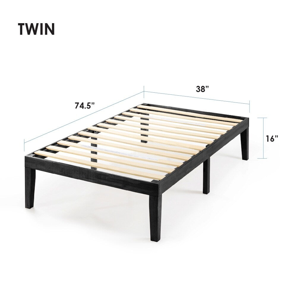 Struttura letto a piattaforma in legno massello da 16 pollici, disponibile in diverse finiture.