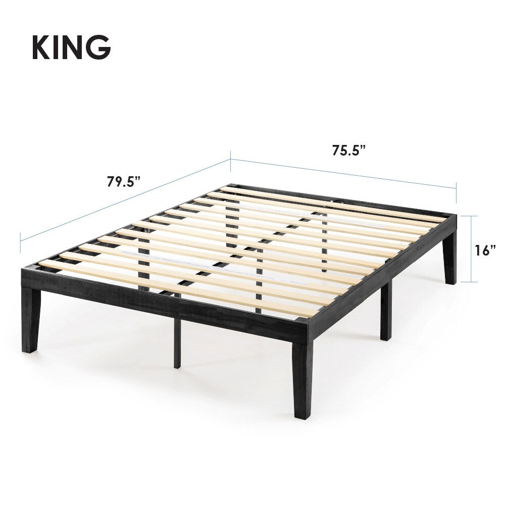 Struttura letto a piattaforma in legno massello da 16 pollici, disponibile in diverse finiture.