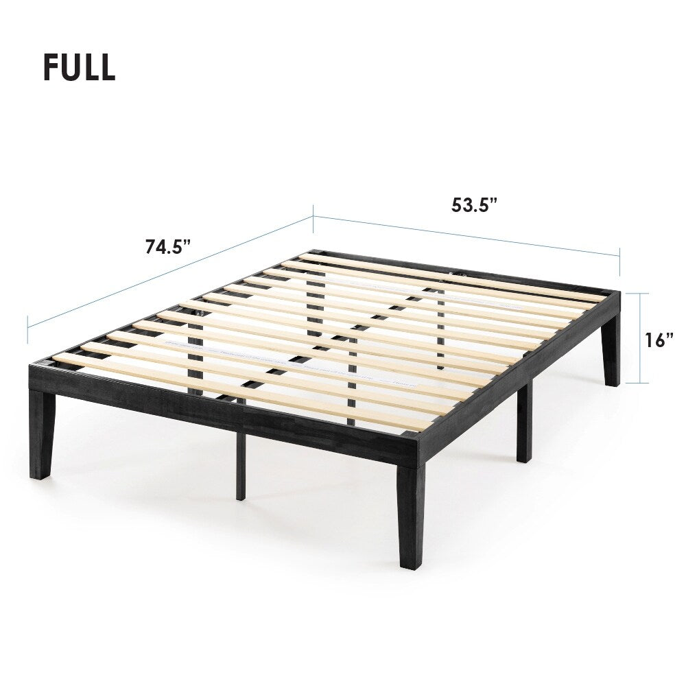 Struttura letto a piattaforma in legno massello da 16 pollici, disponibile in diverse finiture.