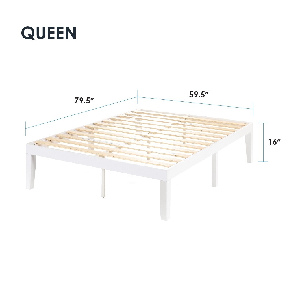 Struttura letto a piattaforma in legno massello da 16 pollici, disponibile in diverse finiture.