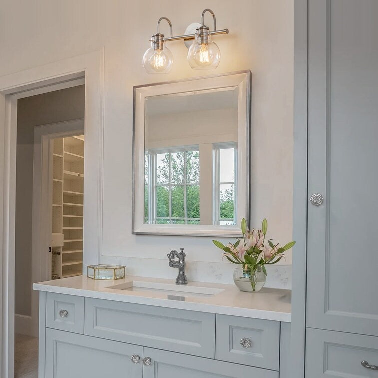 Lampada da parete per specchio del bagno a 2/3 luci con paralume in vetro