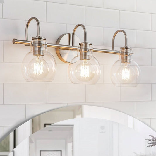 Lampada da parete per specchio del bagno a 2/3 luci con paralume in vetro