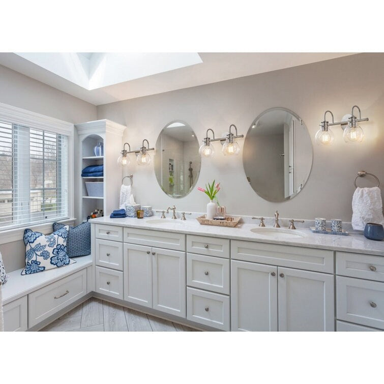 Lampada da parete per specchio del bagno a 2/3 luci con paralume in vetro