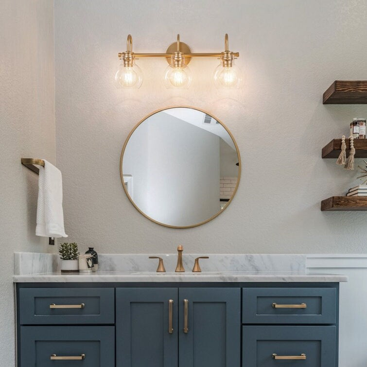 Lampada da parete per specchio del bagno a 2/3 luci con paralume in vetro