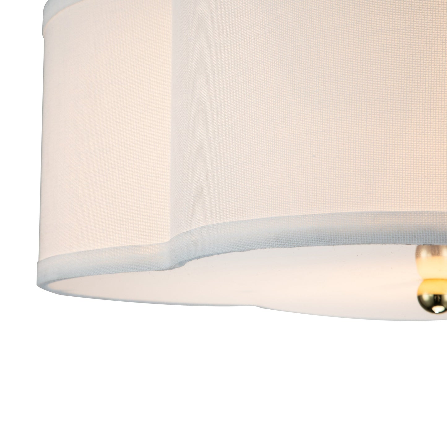 Lampada a soffitto a 2 luci con diffusore in acrilico e rivestimento in lino bianco.