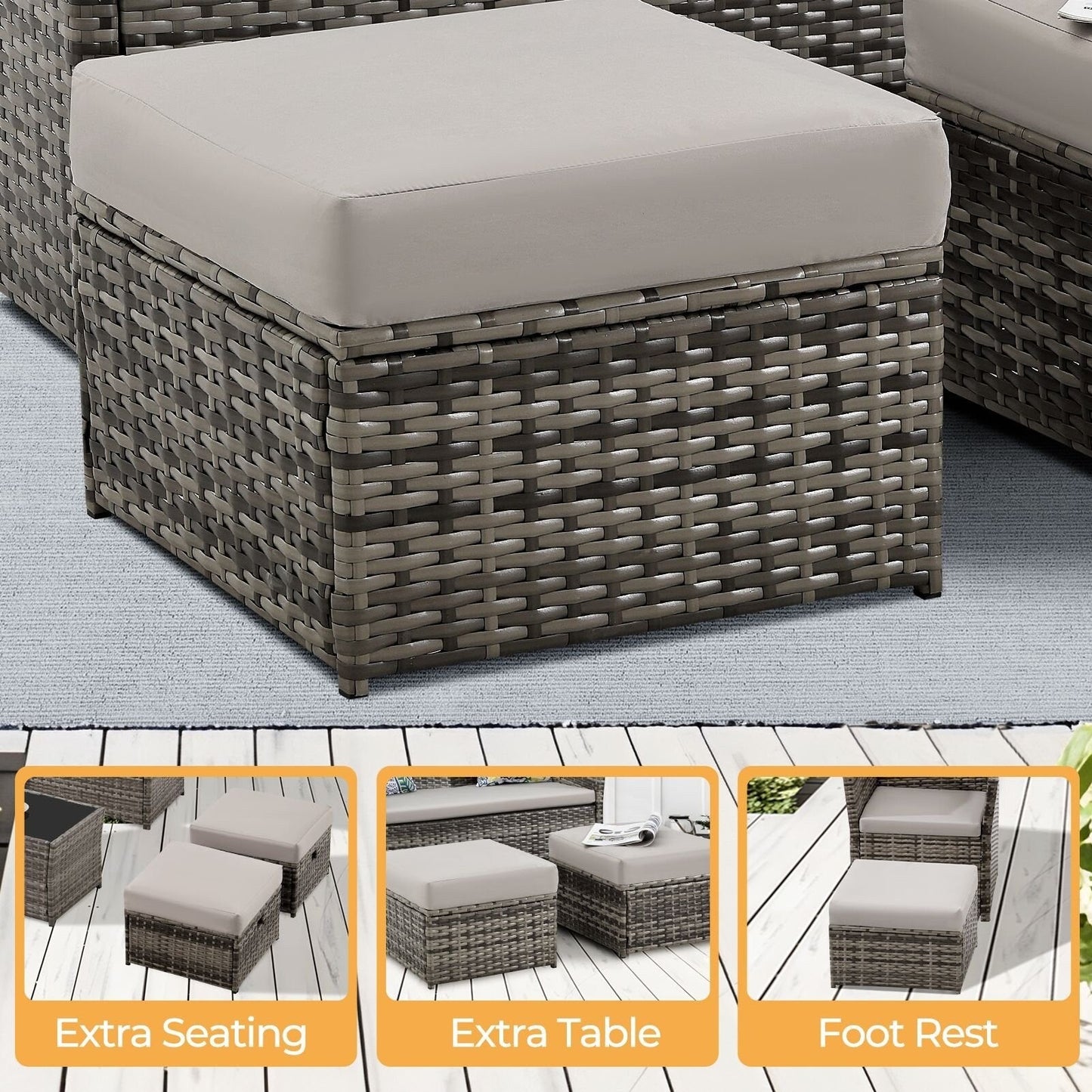 Pouf in vimini da giardino, 2 pezzi - In saldo