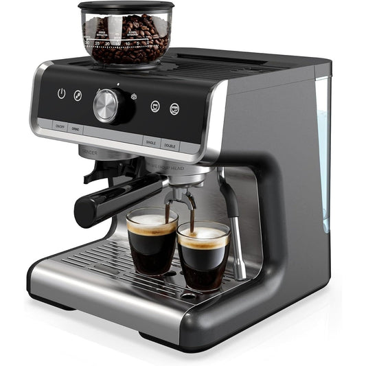 Macchina per Espresso Semi-Automatica a 20 Bar con Macinacaffè e Sbafattore di Latte