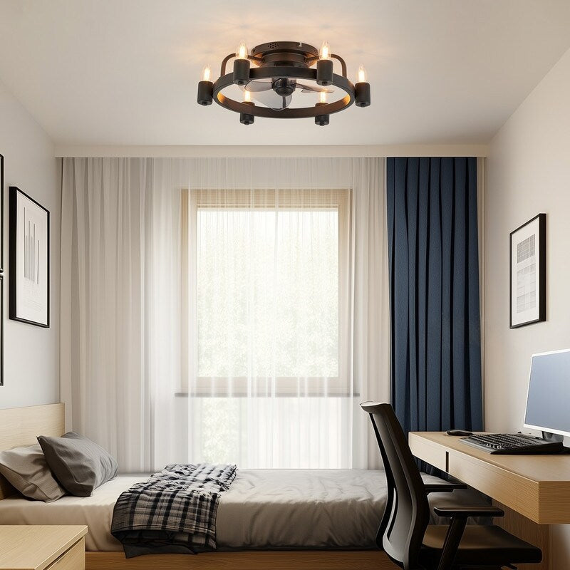 Ventilatore da soffitto a LED da 20 pollici, stile moderno da fattoria, a profilo ribassato, con luce a soffitto a scomparsa e telecomando, ideale per il soggiorno.