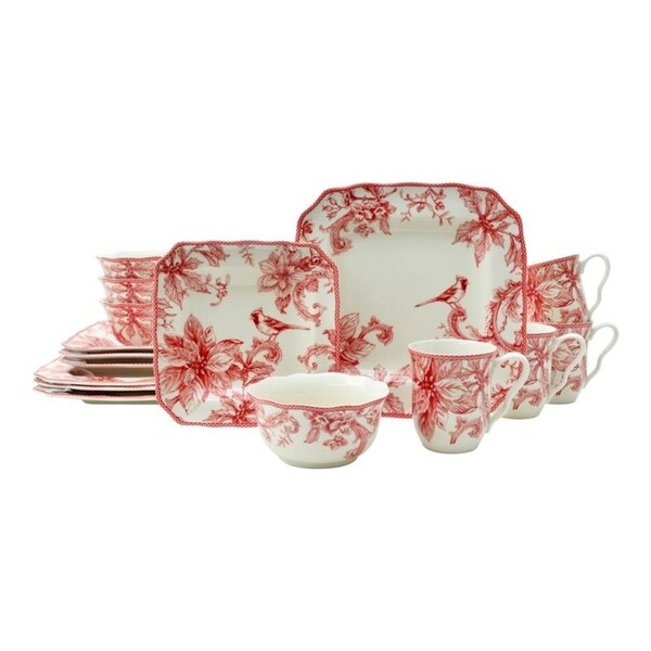 Set di stoviglie da pranzo 222 Fifth Christmas Lane da 16 pezzi, per 4 persone.
