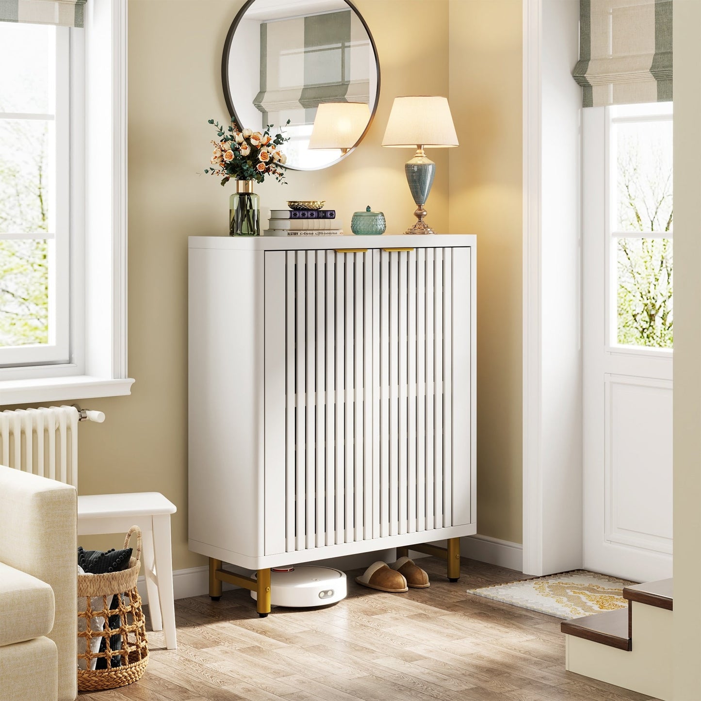 Mobile porta scarpe con anta per 24 paia, per ingresso e soggiorno