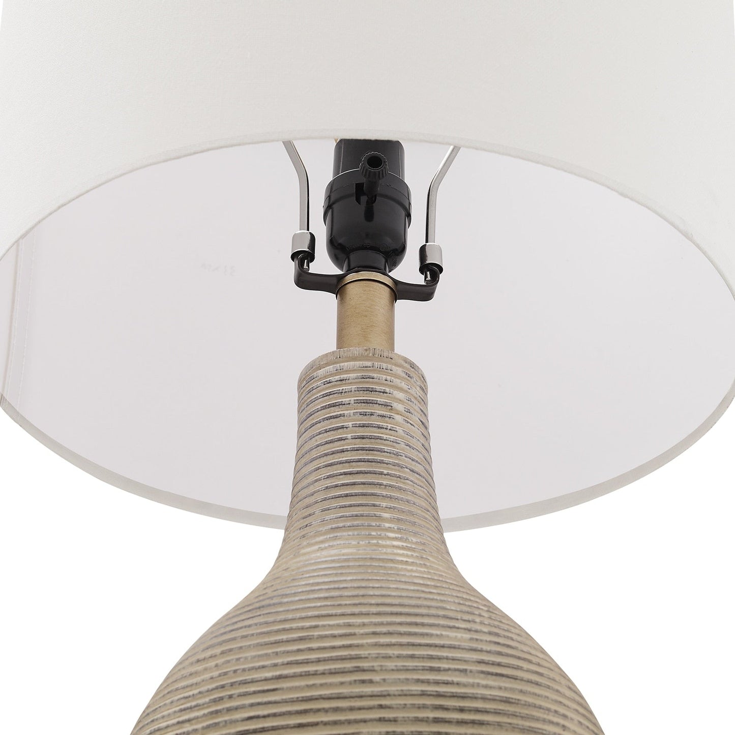 Lampada da tavolo da fattoria color beige/oro sbiancato da 62 cm con paralume in lino bianco (confezione da 2) - 62 cm di altezza