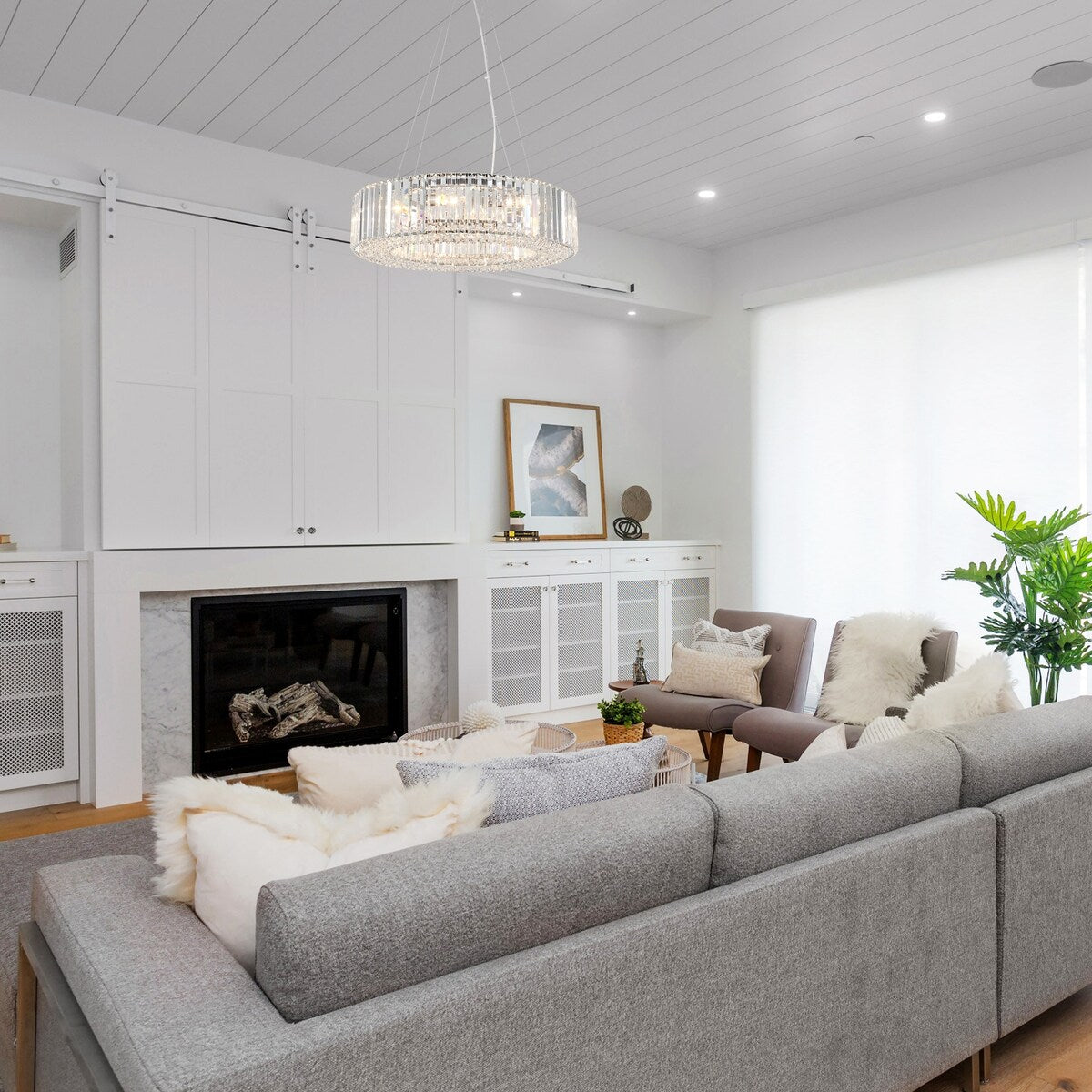 Lampadario a 8 luci da 63 cm (24,8 pollici) in stile farmhouse, lampadario di cristallo, lampadario a tamburo per sala da pranzo, soggiorno, camera da letto e cucina.