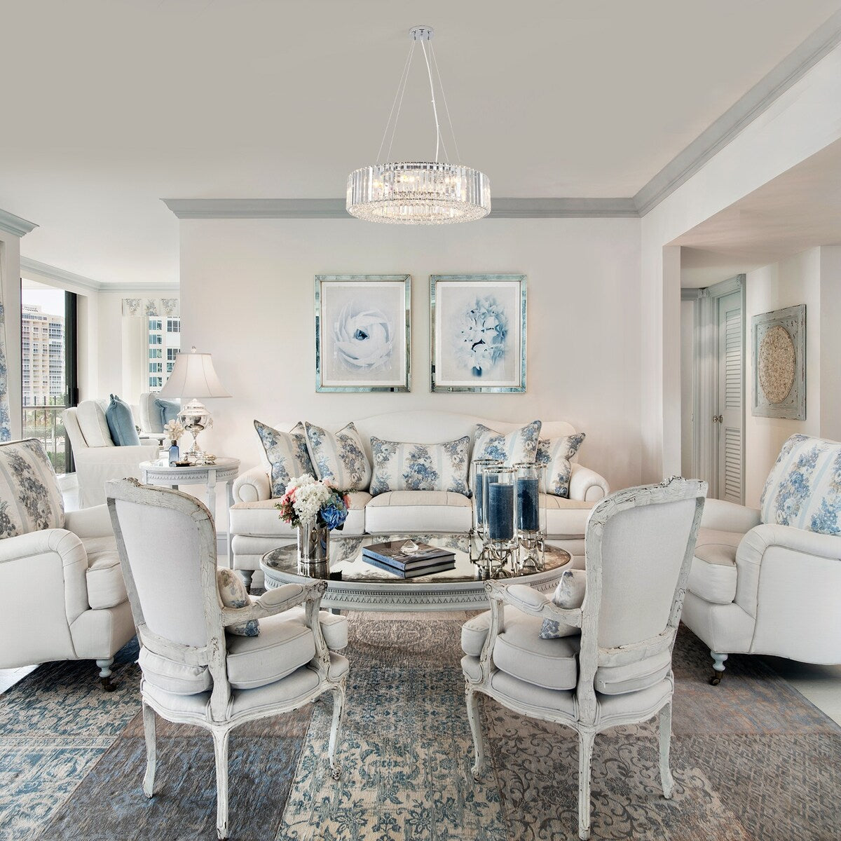 Lampadario a 8 luci da 63 cm (24,8 pollici) in stile farmhouse, lampadario di cristallo, lampadario a tamburo per sala da pranzo, soggiorno, camera da letto e cucina.