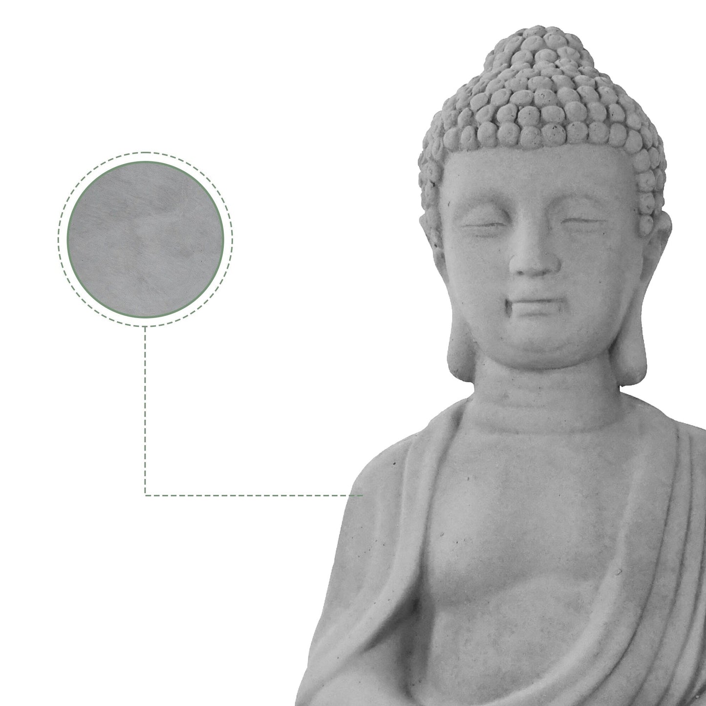 Statua di Buddha meditante in cemento leggero da 65 cm (25,6 pollici)