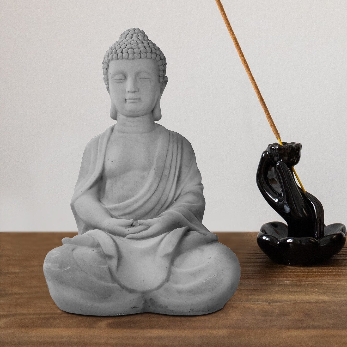 Statua di Buddha meditante in cemento leggero da 65 cm (25,6 pollici)