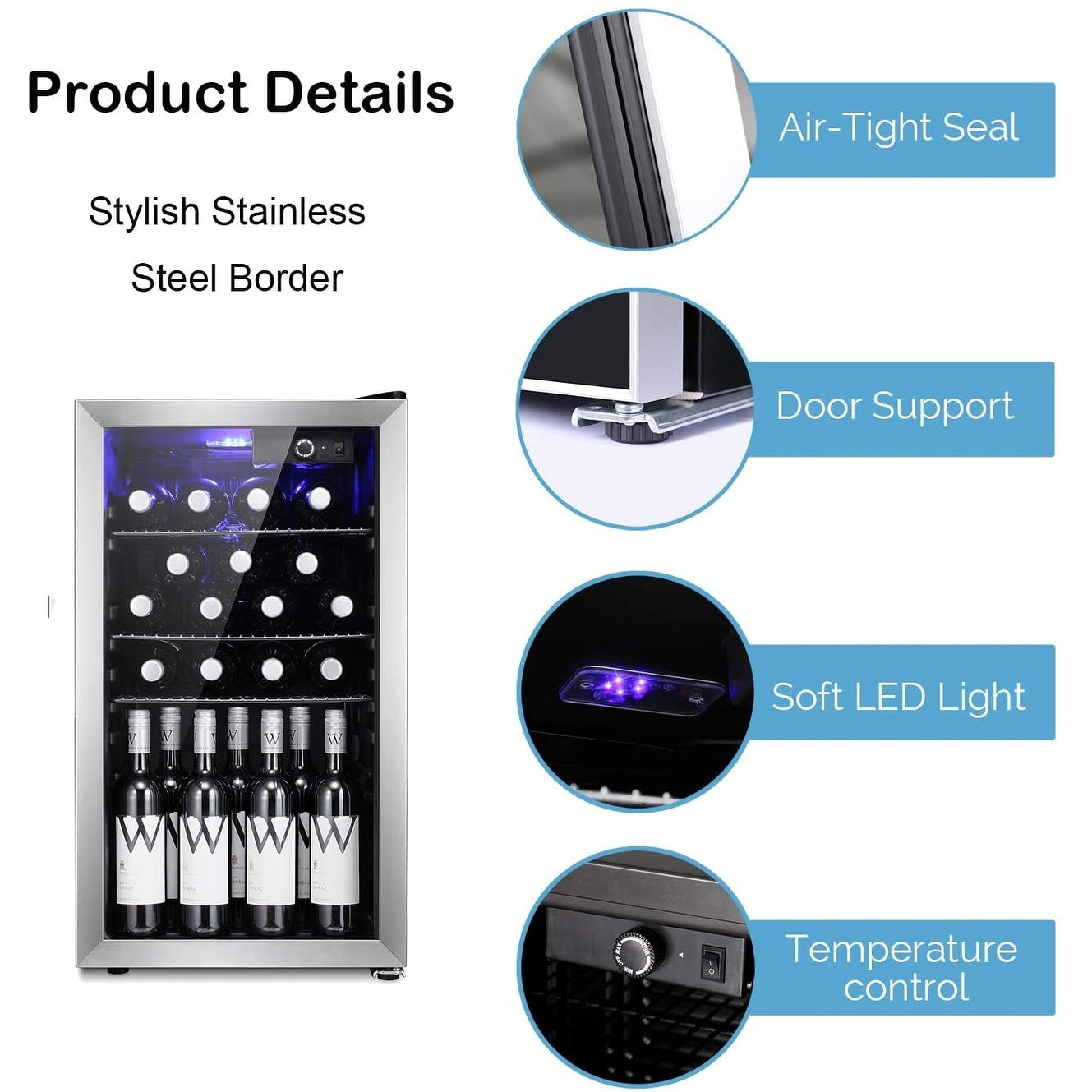 Frigorifero/dispensatore per bevande, mini frigorifero per vino da 26 bottiglie - 17.52*19.29*31.18 pollici