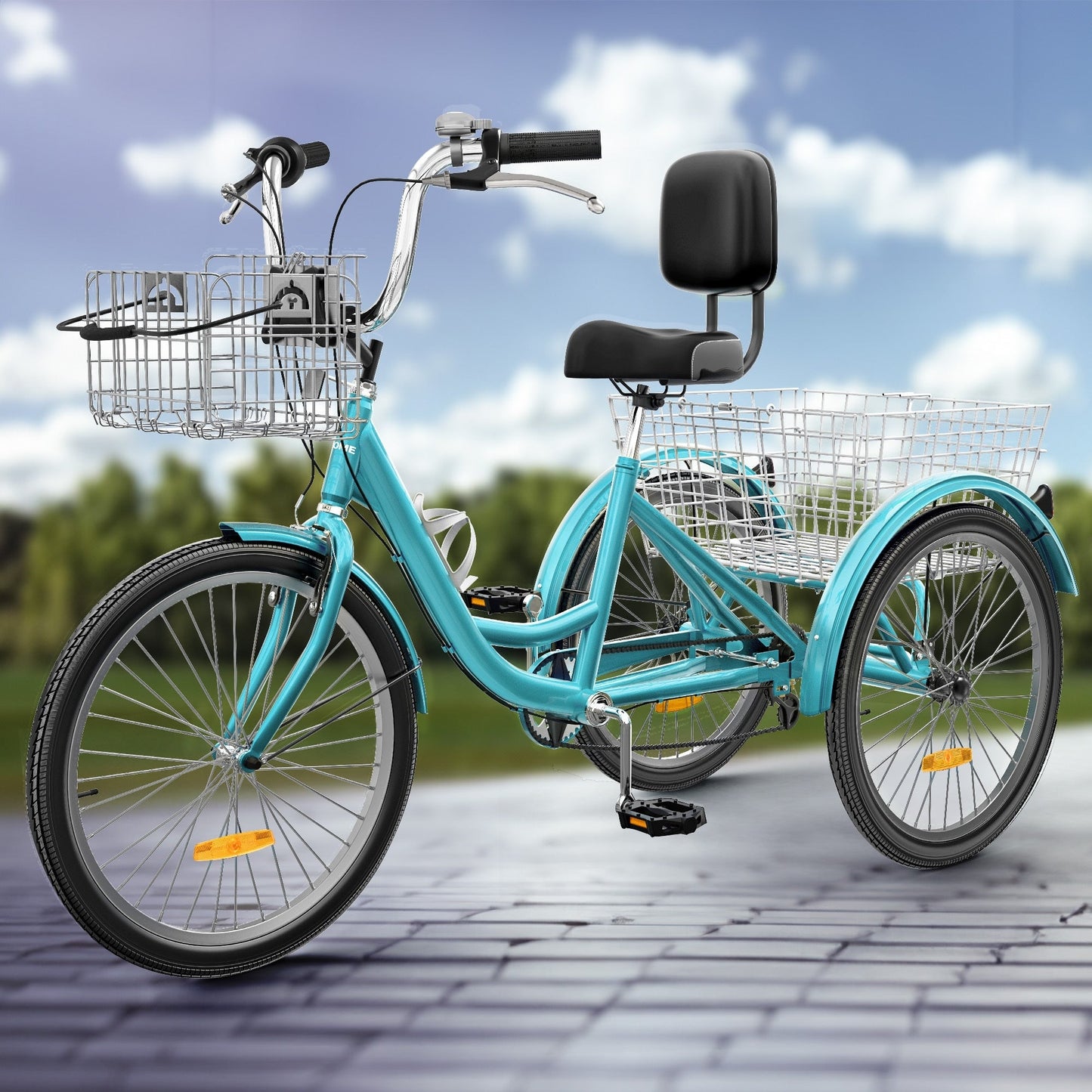 Bicicletta triciclo per adulti da 26 pollici, 3 ruote, 7 velocità.