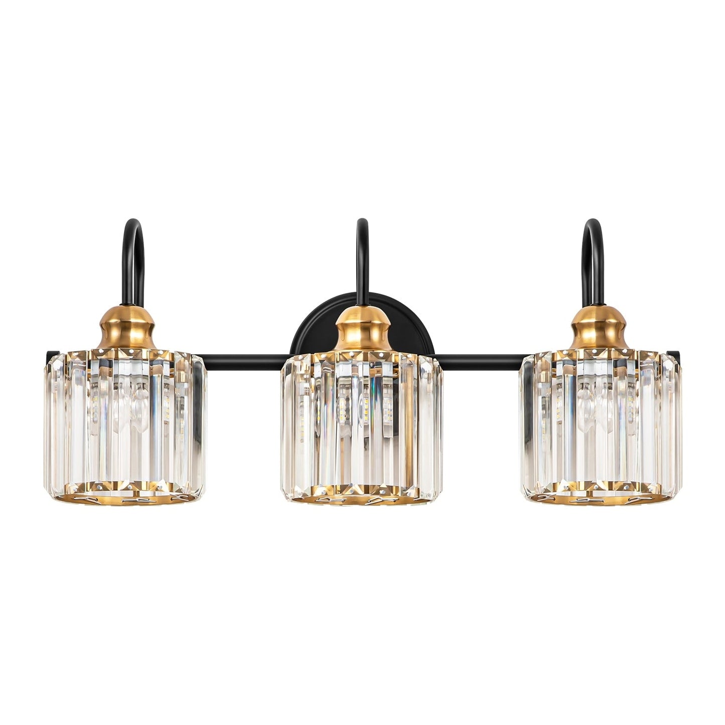 Lampada da bagno a specchio lineare moderna e glamour a 3/4 luci, dimmerabile, con cristalli.