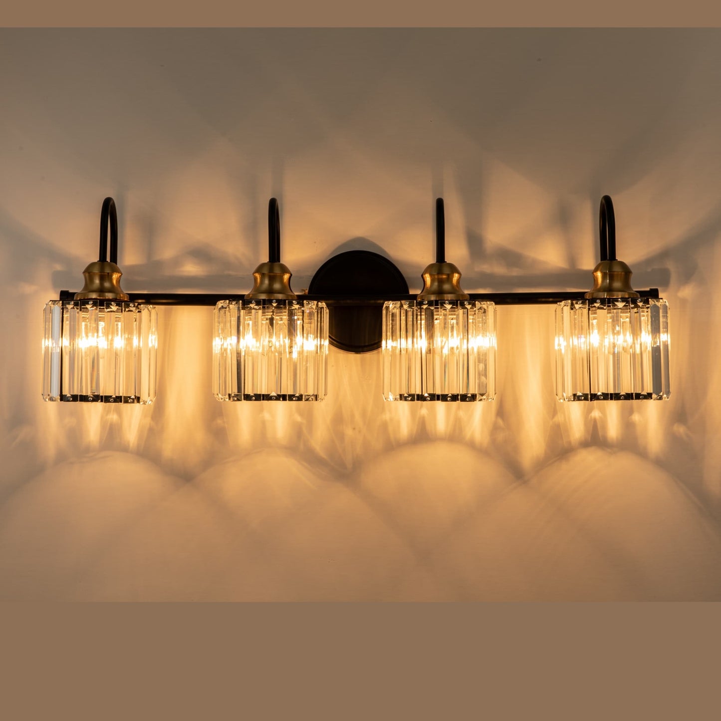 Lampada da bagno a specchio lineare moderna e glamour a 3/4 luci, dimmerabile, con cristalli.