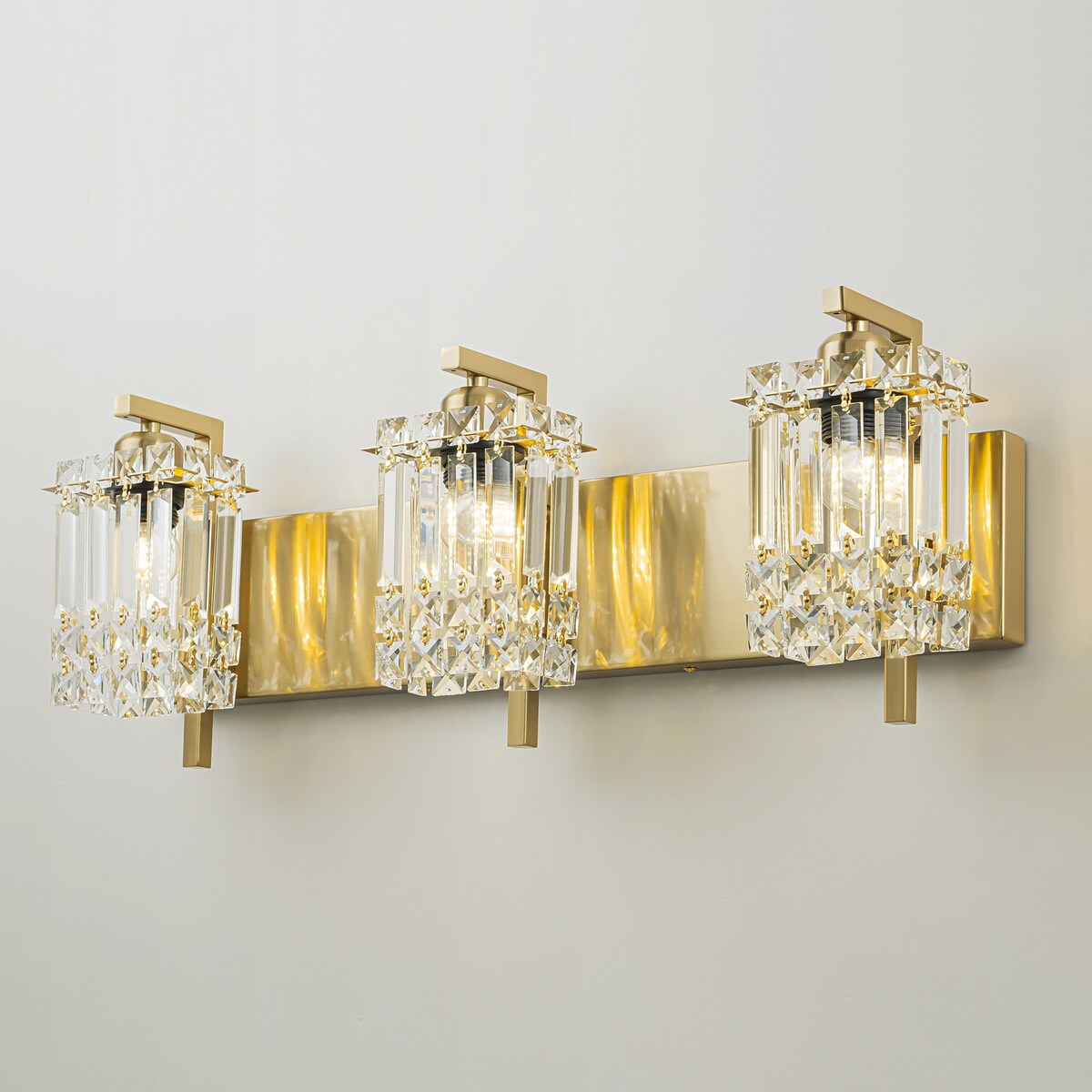 Lampada da bagno moderna e glamour a 3 luci, applique a parete con cristalli per specchio.