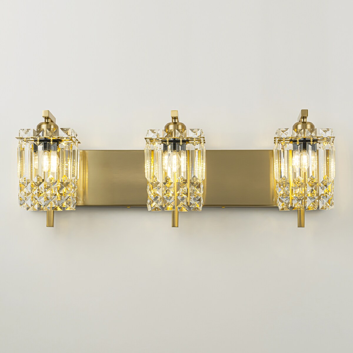 Lampada da bagno moderna e glamour a 3 luci, applique a parete con cristalli per specchio.