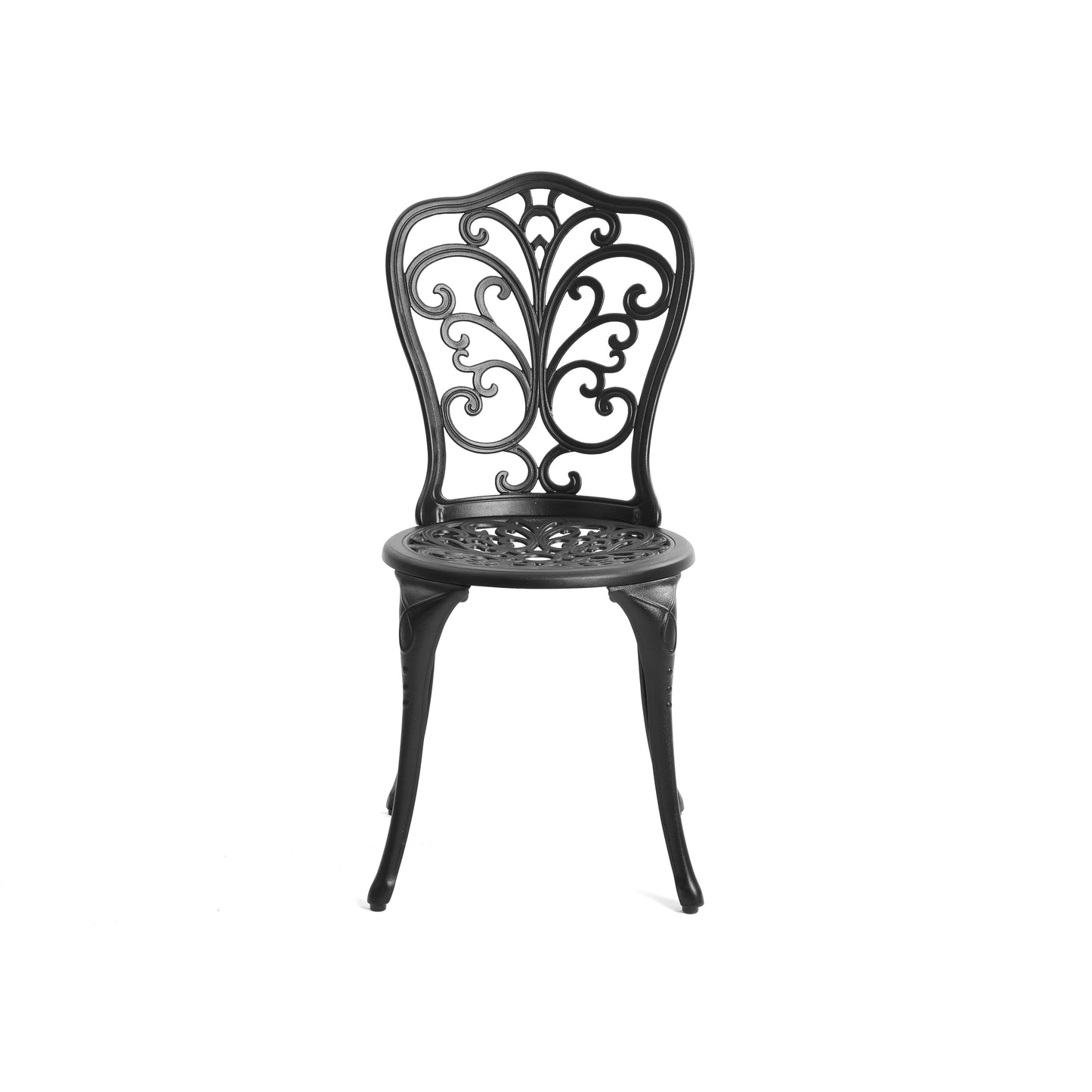 Tavolo e sedie da giardino in alluminio a forma di farfalla, 3 pezzi, con foro per ombrellone