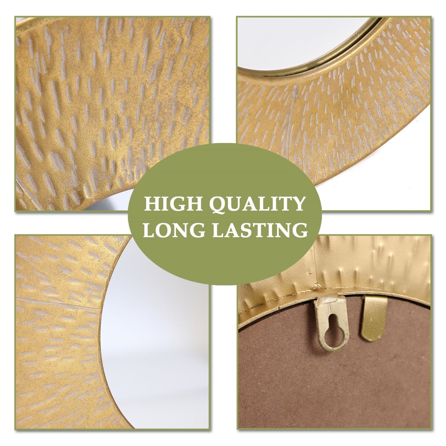 Set di 3 specchi da parete rotondi in metallo dorato - Diametro 22,25 x 2,36 D (altezza)