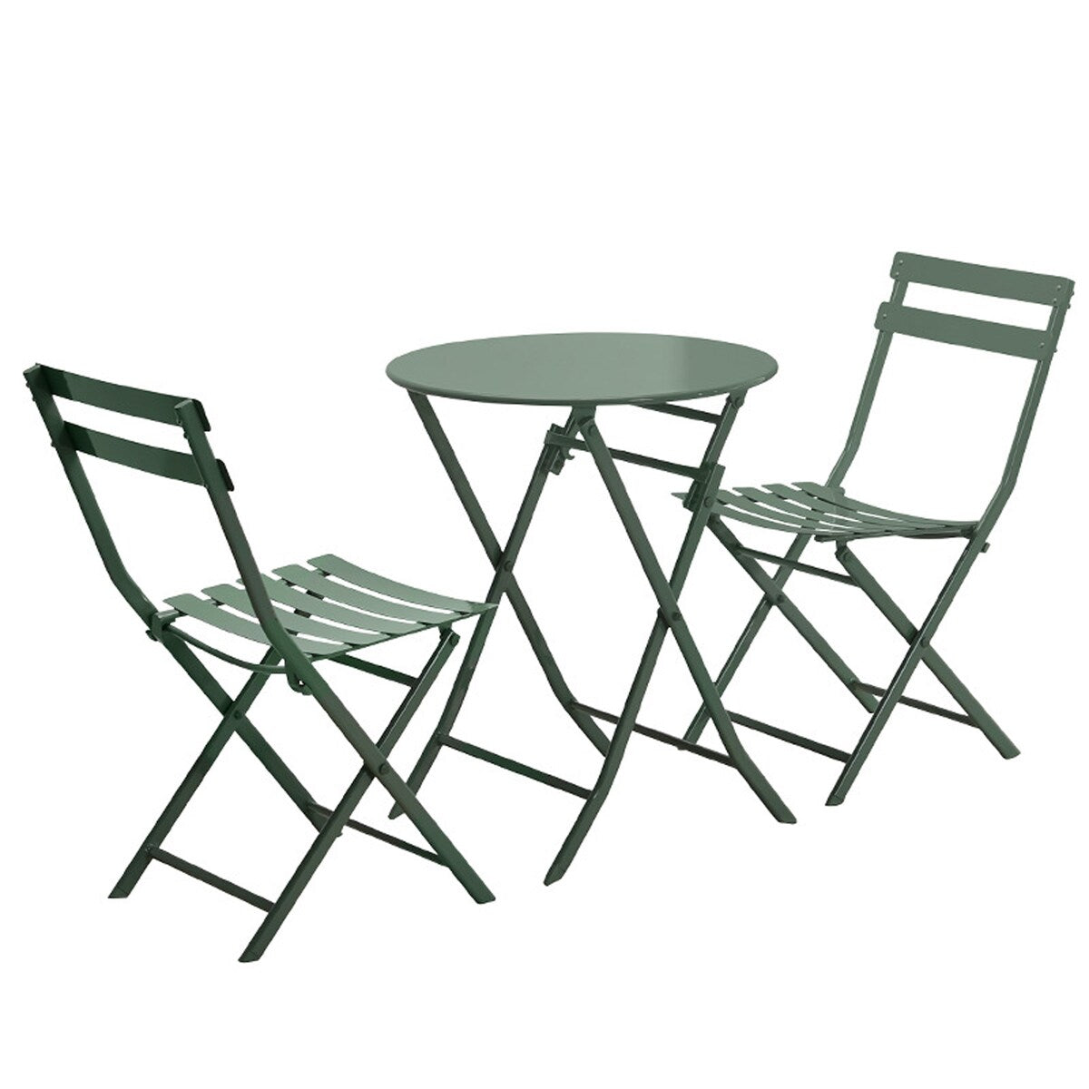 Set da Bistro Minimalista da 3 Pezzi per Patio: Tavolo Rotondo e Sedie Pieghevoli - Set-da-Bistro-da-3-Pezzi-per-Patio