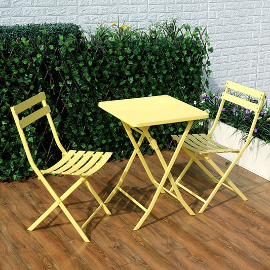 Set da giardino minimalista da 3 pezzi, pieghevole, con tavolo quadrato e sedie - 3 pezzi