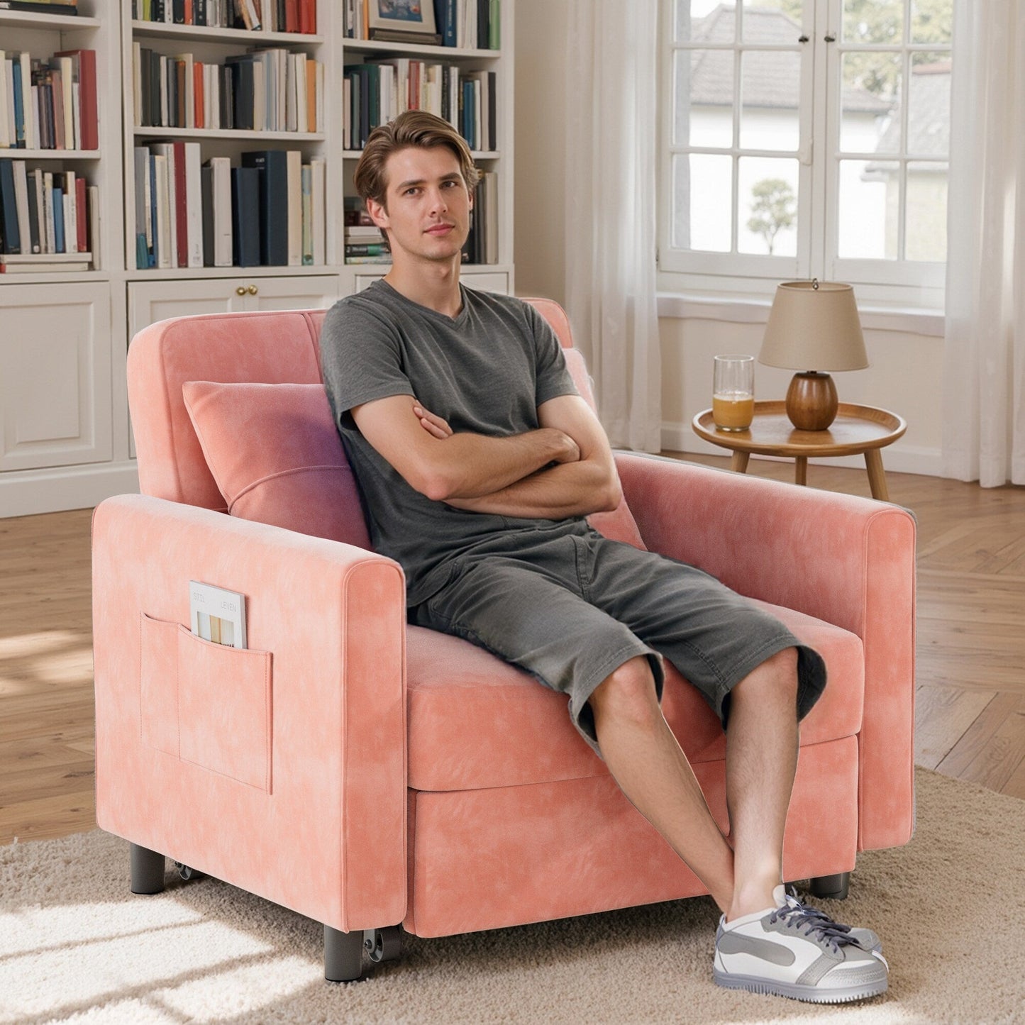 Divano letto trasformabile 3-in-1, divano letto estraibile, letto pieghevole convertibile per soggiorno