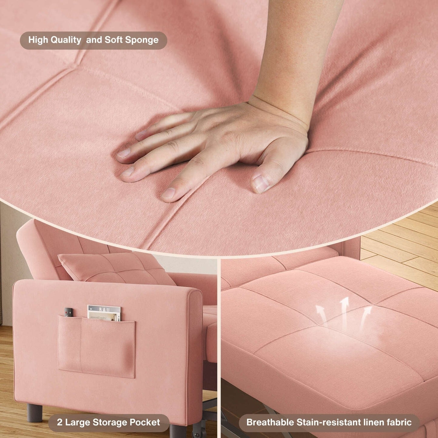 Divano letto trasformabile 3-in-1, divano letto estraibile, letto pieghevole convertibile per soggiorno