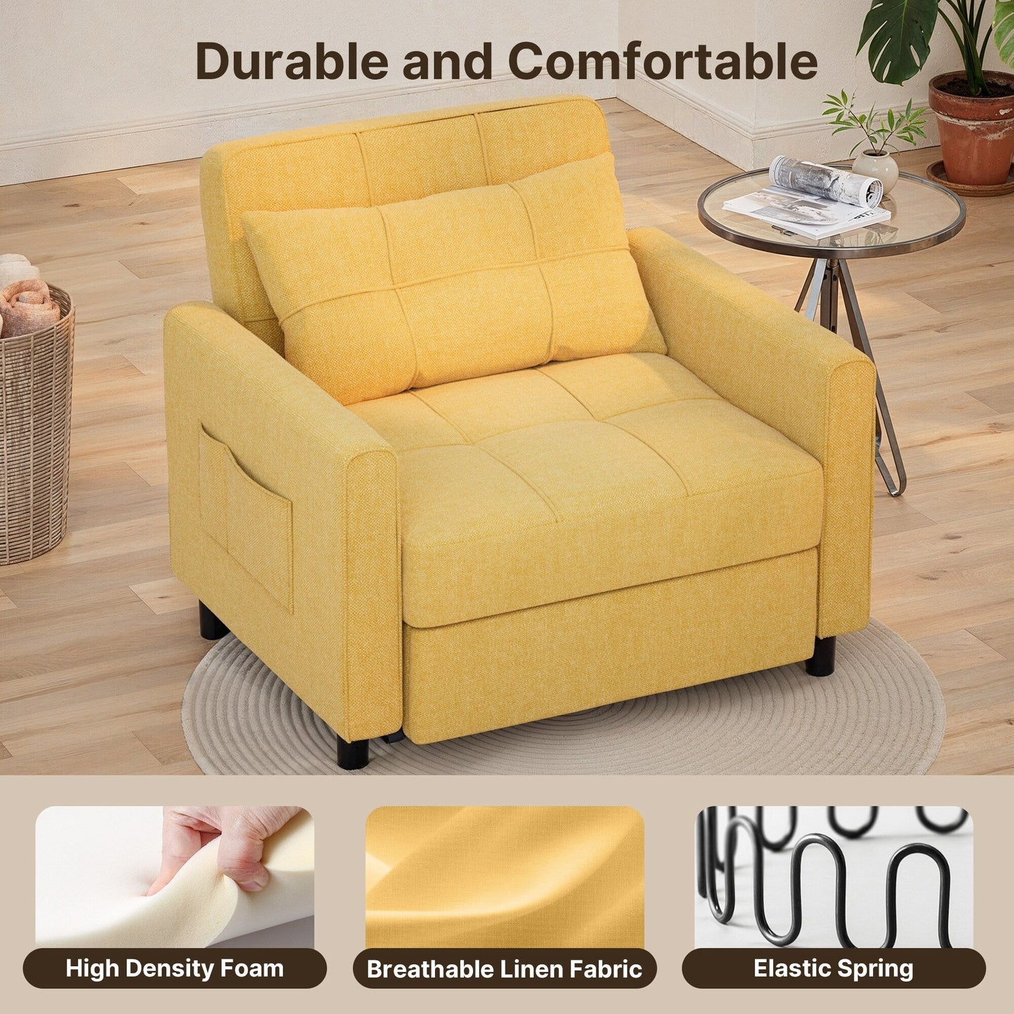 Divano letto trasformabile 3-in-1, divano letto estraibile, letto pieghevole convertibile per soggiorno