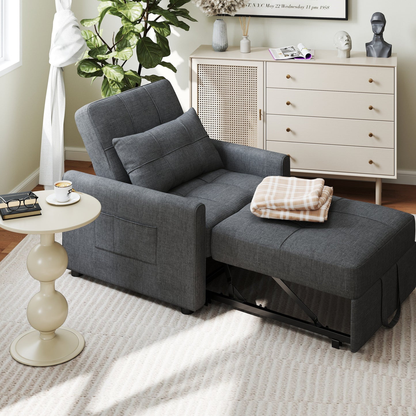 Divano letto trasformabile 3-in-1, divano letto estraibile, letto pieghevole convertibile per soggiorno