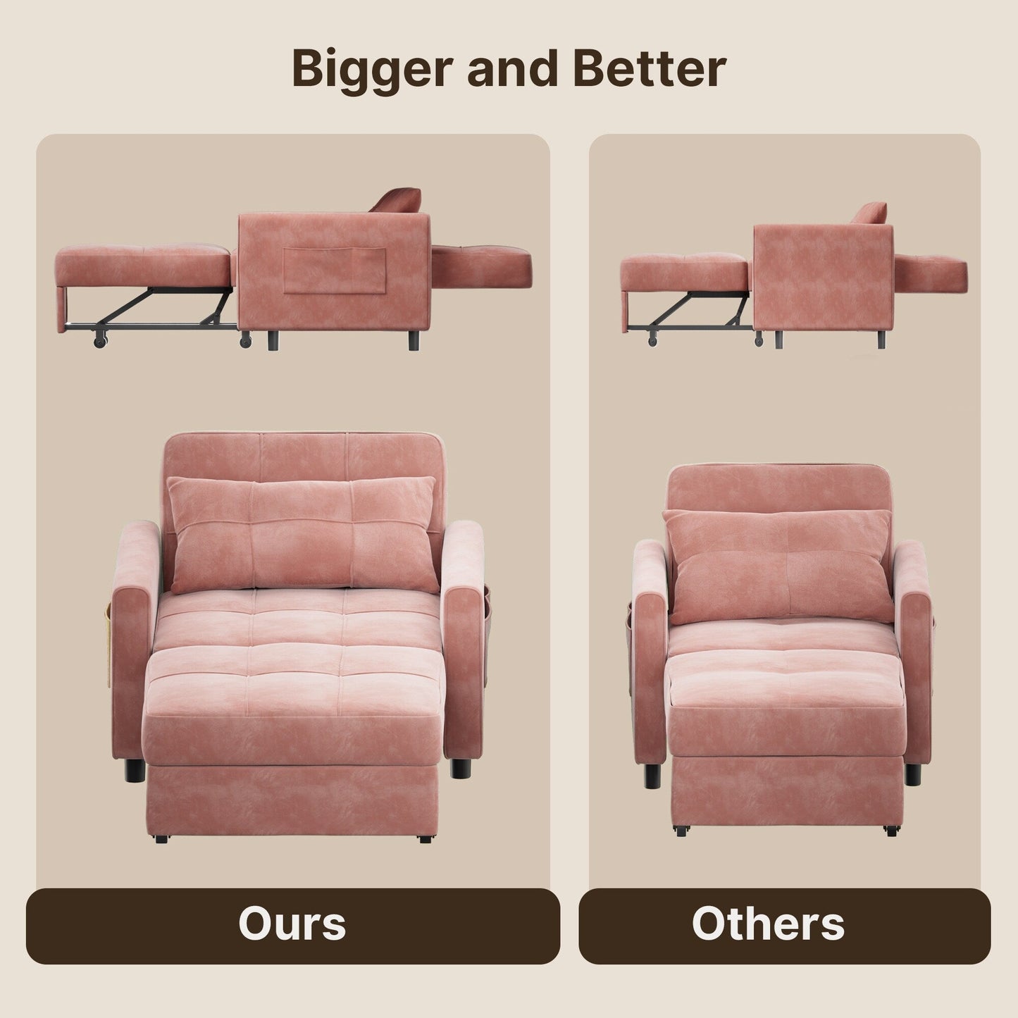 Divano letto trasformabile 3-in-1, divano letto estraibile, letto pieghevole convertibile per soggiorno