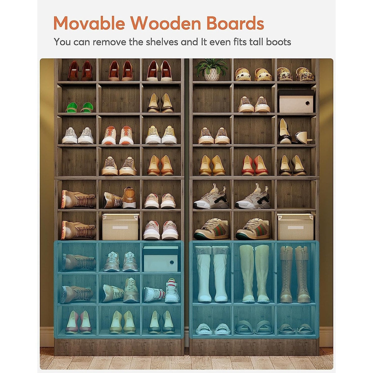 Mobile porta scarpe alto da 30 paia, scaffale porta scarpe in legno bianco a 10 ripiani per armadio, ingresso - 10 ripiani