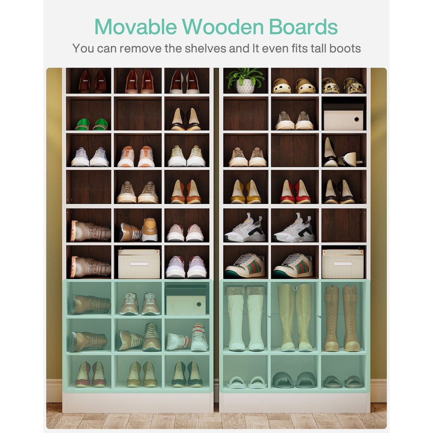 Mobile porta scarpe alto da 30 paia, scaffale porta scarpe in legno bianco a 10 ripiani per armadio, ingresso - 10 ripiani
