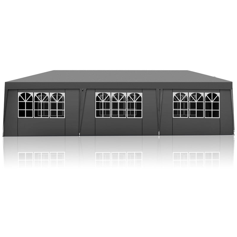 Gazebo pieghevole in Oxford Cloth 30x10FT con 8 sacchi di sabbia e 8 pareti laterali, con copertura a tenda a imbarcazione - 30x10x8.8FT(LWH)