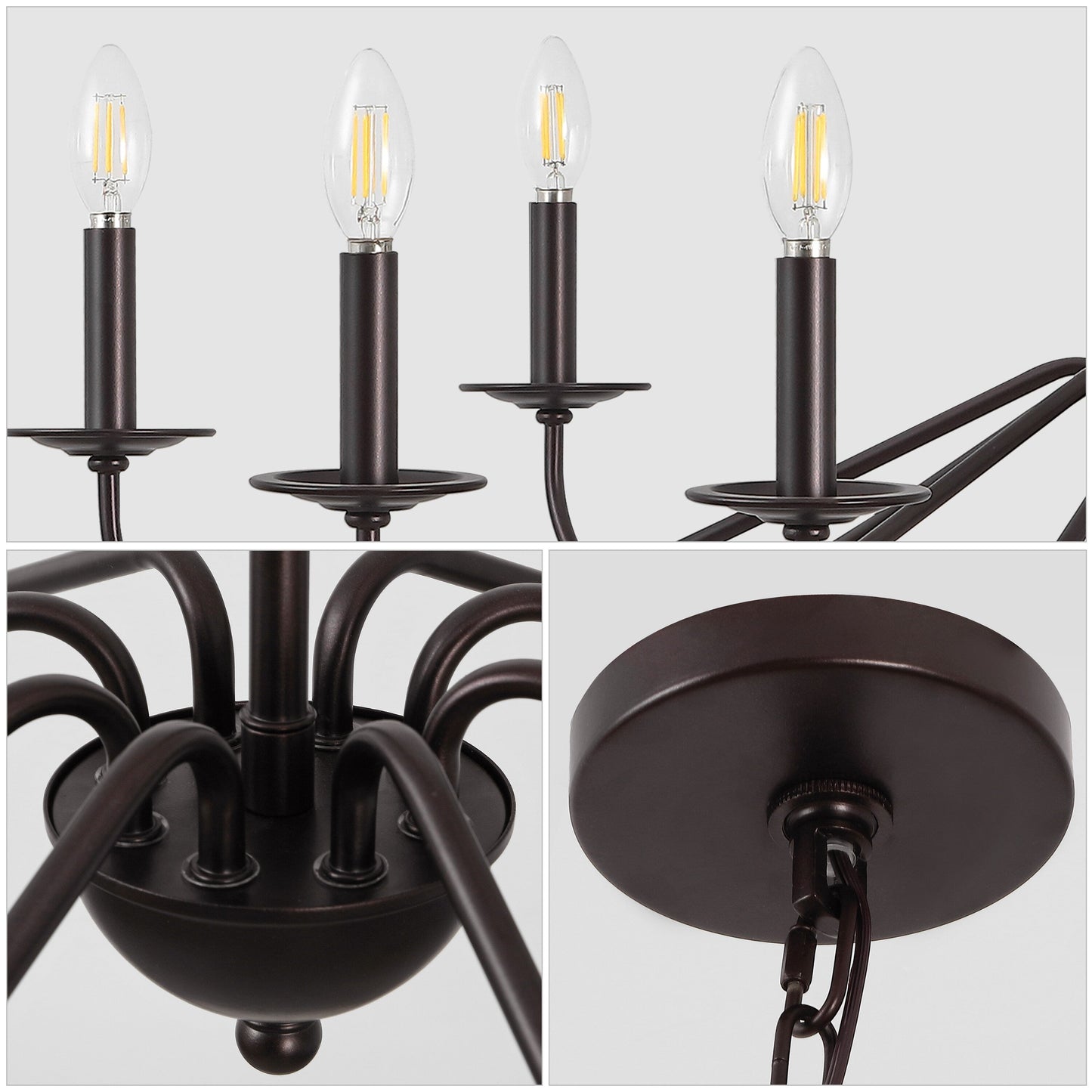 Lampadario a LED in ferro a 6 luci, 34,75 pollici, di JONATHAN Y