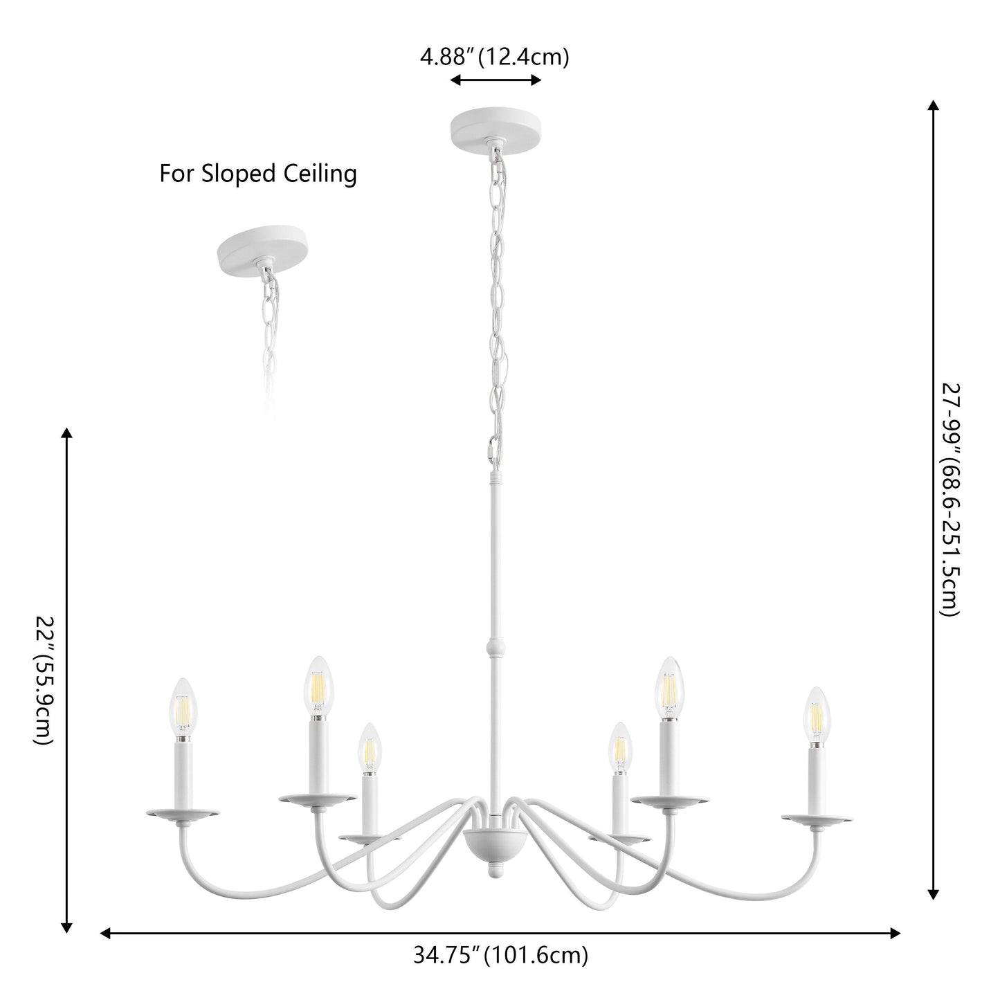 Lampadario a LED in ferro a 6 luci, 34,75 pollici, di JONATHAN Y