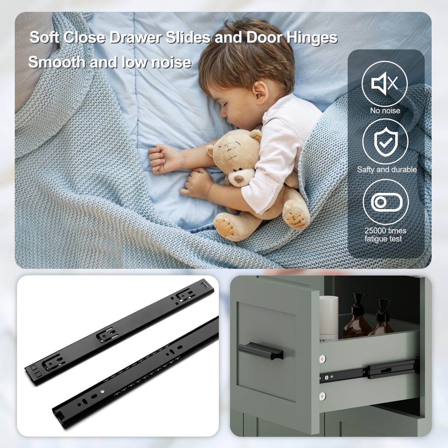 Set per bagno Wavy Line con mobile lavabo e miscelatore, disponibile nelle misure 30/36/48 pollici.