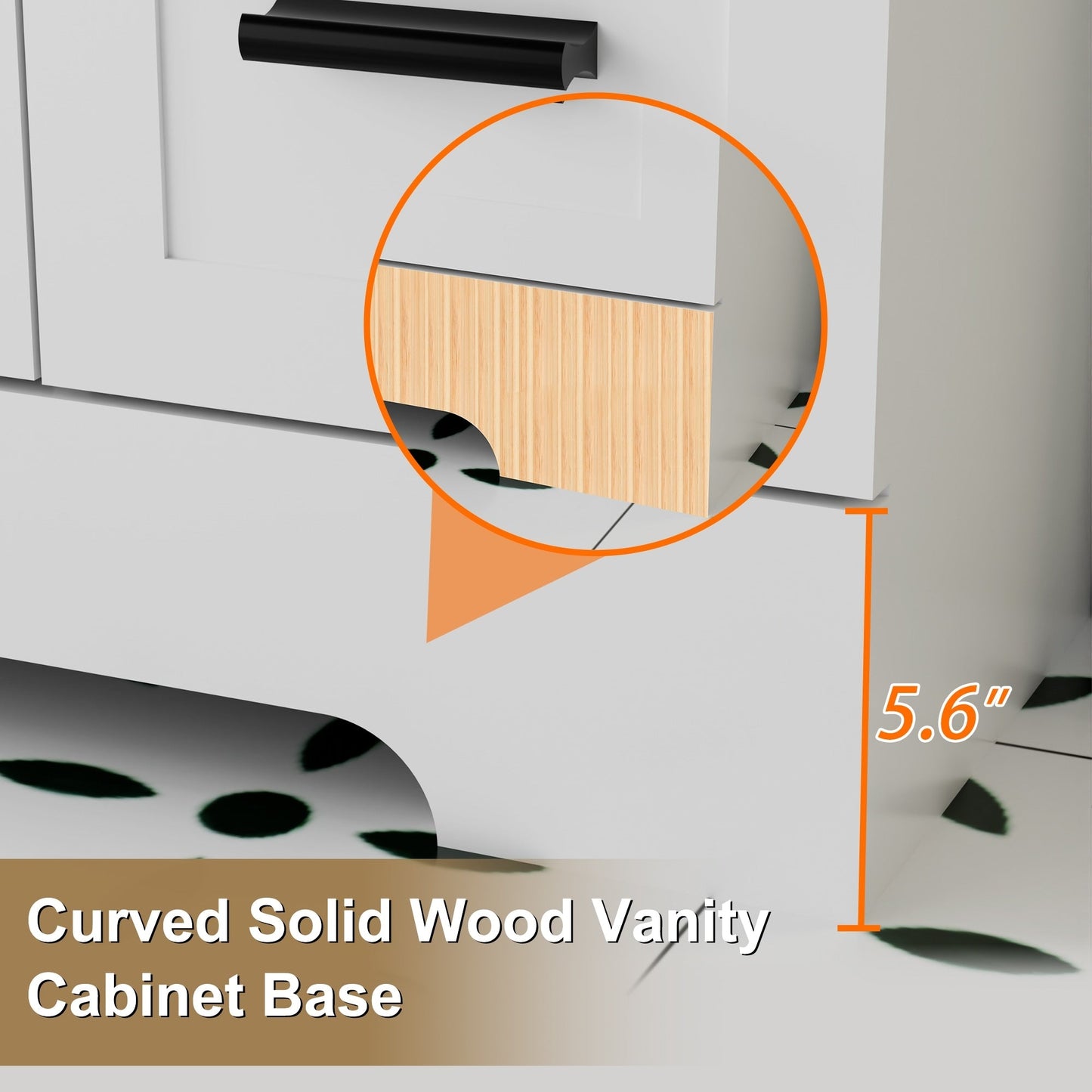 Set per bagno Wavy Line con mobile lavabo e miscelatore, disponibile nelle misure 30/36/48 pollici.